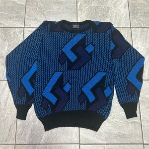 Vintage 1980s New Era Abstract Knit Sweater Made in USA Men’s Small